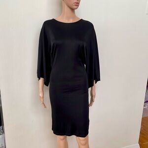 RALPH LAUREN BLACK LABEL KIMONO SLEEVE BLACK ELEGANT SILK DRESS, S